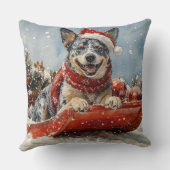 Blue Heeler Dog in Sledge Let it Snow Christmas クッション (裏面)