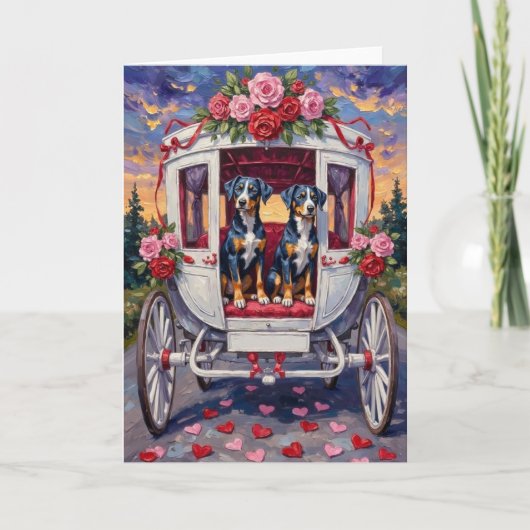 Blue Heeler Dog Valentine's Day カード (正面)