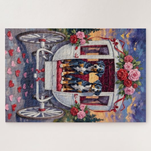 Blue Heeler Dog Valentine's Day ジグソーパズル (横)