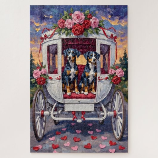 Blue Heeler Dog Valentine's Day ジグソーパズル (縦)