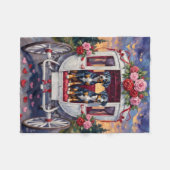 Blue Heeler Dog Valentine's Day フリースブランケット (正面(横))