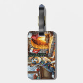 Blue Heeler Fireplace with Christmas Lights ラゲッジタグ (裏面縦)