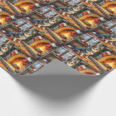 Blue Heeler Fireplace with Christmas Lights ラッピングペーパー (角)