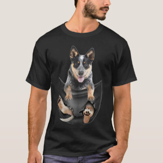 Blue Heeler In Pocket Puppy T   Tシャツ