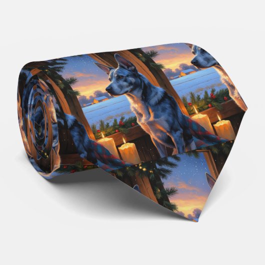 Blue Heeler With Christmas Lights Holiday ネクタイ (ロール)