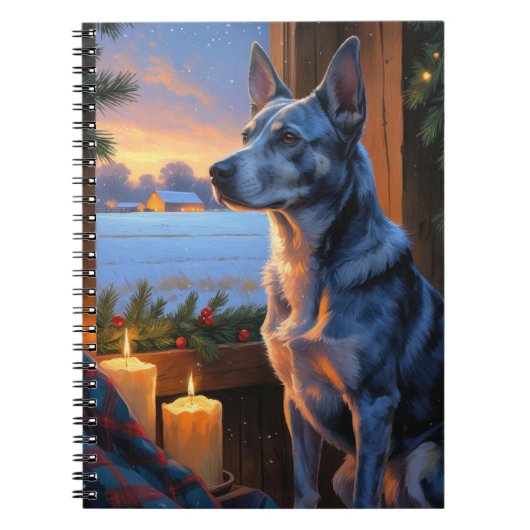 Blue Heeler With Christmas Lights Holiday  ノートブック (正面)