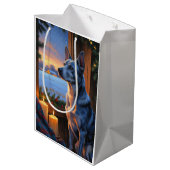 Blue Heeler With Christmas Lights Holiday ミディアムペーパーバッグ (裏面アングル)