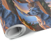 Blue Heeler With Christmas Lights Holiday  ラッピングペーパー (ロールコーナー)