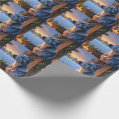 Blue Heeler With Christmas Lights Holiday  ラッピングペーパー (角)