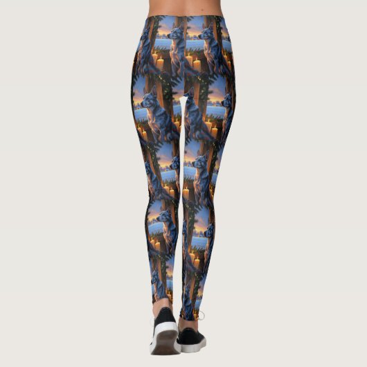 Blue Heeler With Christmas Lights Holiday  レギンス (裏面)