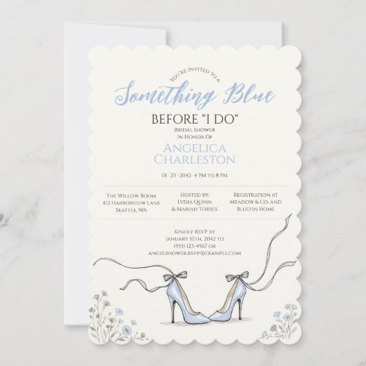 Blue Heels Something Blue Bridal Shower Invitation 招待状 (正面)
