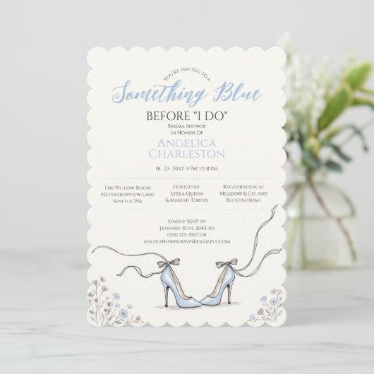 Blue Heels Something Blue Bridal Shower Invitation 招待状 (スタンド正面)