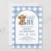 Blue Heifer Bull First Birthday Invitation 招待状 (正面)