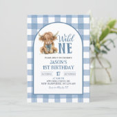 Blue Heifer Bull First Birthday Invitation 招待状 (スタンド正面)