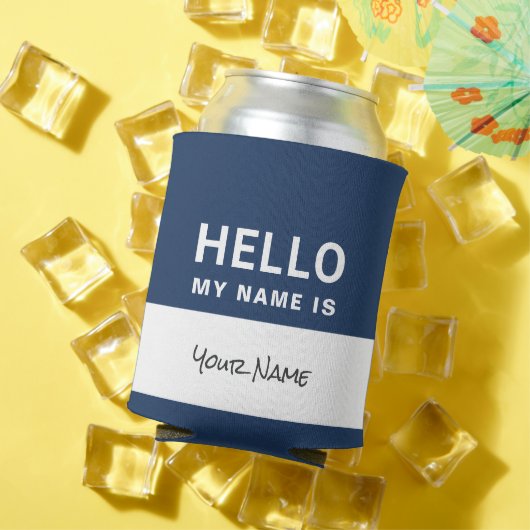 Blue Hello my name is | Personalized can cooler 缶クーラー (インサイチュ 夏)