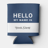 Blue Hello my name is | Personalized can cooler 缶クーラー (正面)