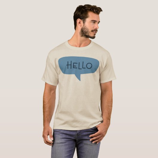 Blue "Hello" Speech Bubble Vector Illustration Tシャツ (正面フル)