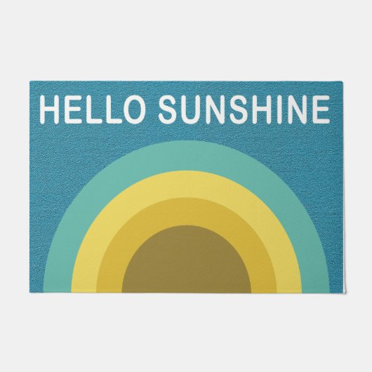 Blue Hello Sunshine Doormat、引っ越し祝いパーティー ドアマット (正面)