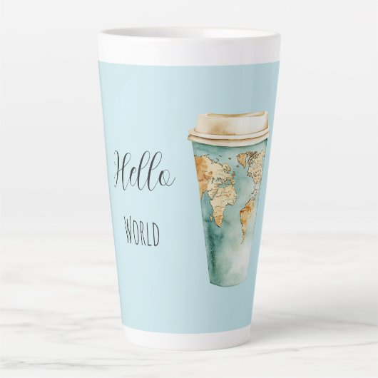 Blue Hello World Coffee Cup カフェラテマグ (正面)