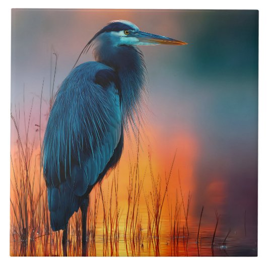 Blue Heron at Sunrise タイル (正面)