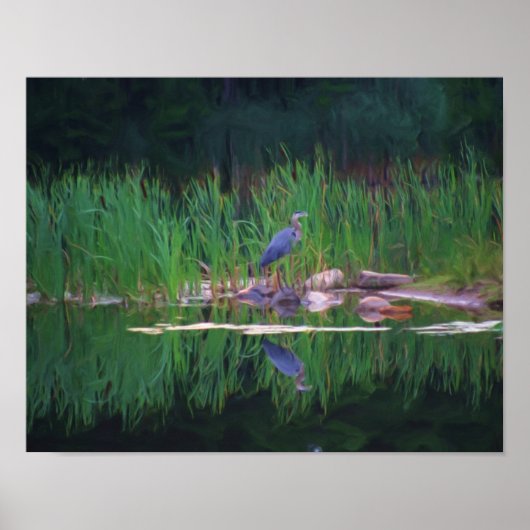 Blue Heron Nature Photo Painting ポスター (正面)