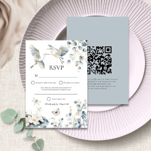 Blue Heron QRコードまたは投稿による返信結婚の種類 出欠カード