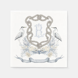 Blue Heron Rope Monogram Crest スタンダードカクテルナプキン