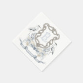 Blue Heron Rope Monogram Crest スタンダードカクテルナプキン (角)