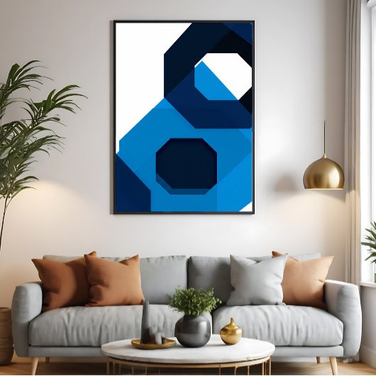 Blue Hexagon Art ポスター