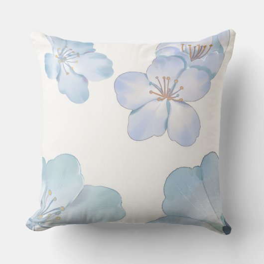 Blue hibiscus  throw pillow クッション (正面)