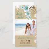 Blue Hibiscus Tropicalの写真結婚保存日時 セーブザデート (正面/裏面)