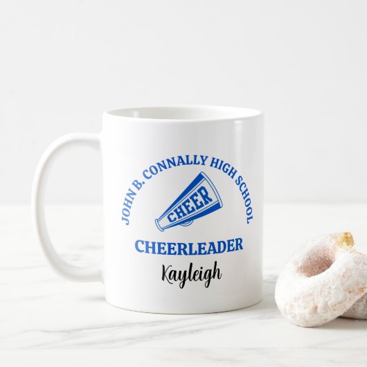 Blue High School Cheerleader Personalized コーヒーマグカップ (ドーナツ)