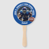Blue High School Football Player Photo Parent ハンドファン (裏面)