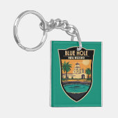 Blue Hole New Mexico Travel Art Badge キーホルダー (正面左)
