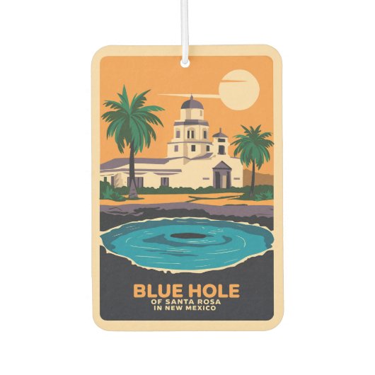 Blue Hole New Mexico Travel Art Vintage カーエアーフレッシュナー (正面)
