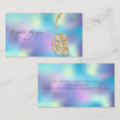 Blue HolographicグリッターヘッドフォンDJ、紙吹雪 名刺 (正面/裏面)