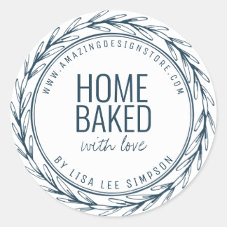 Blue Home baked With Love ラウンドシール