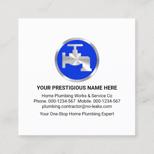 Blue Home Border Leaking Faucet スクエア名刺 (裏面)