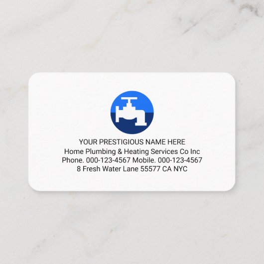 Blue Home Plumbing Pipe System Plumber Repair 名刺 (裏面)