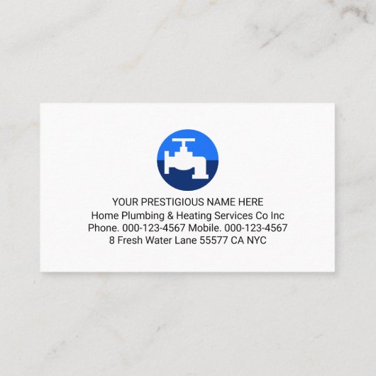 Blue Home Plumbing Pipeline Plumber Service 名刺 (裏面)