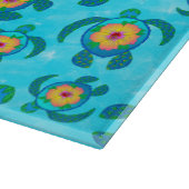 Blue Honu Sea Turtles Hibiscus Flowers カッティングボード (角)
