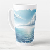 Blue Horizon Solitary Sailboat カフェラテマグ (左アングル)