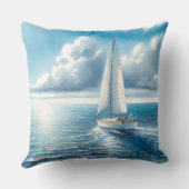 Blue Horizon Solitary Sailboat クッション (裏面)