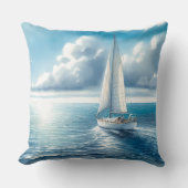 Blue Horizon Solitary Sailboat クッション (正面)