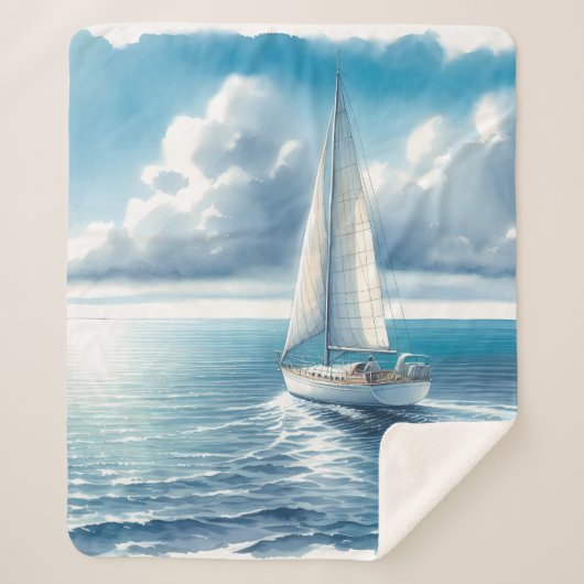 Blue Horizon Solitary Sailboat シェルパブランケット (正面)