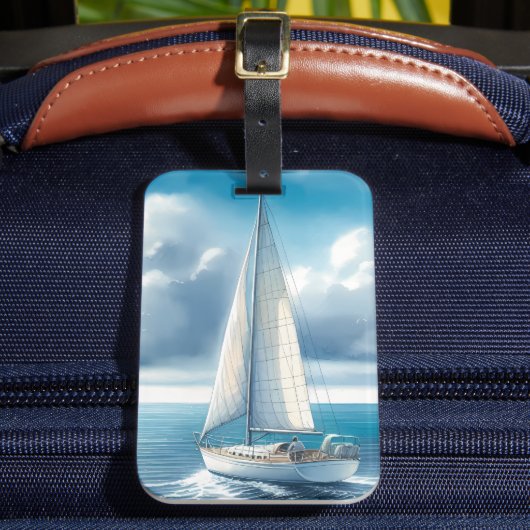 Blue Horizon Solitary Sailboat ラゲッジタグ (正面インサイチュ2)