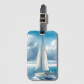 Blue Horizon Solitary Sailboat ラゲッジタグ (正面縦)