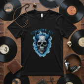 Blue Horned Skull "Conquer All" Graphic T-Shirt Tシャツ