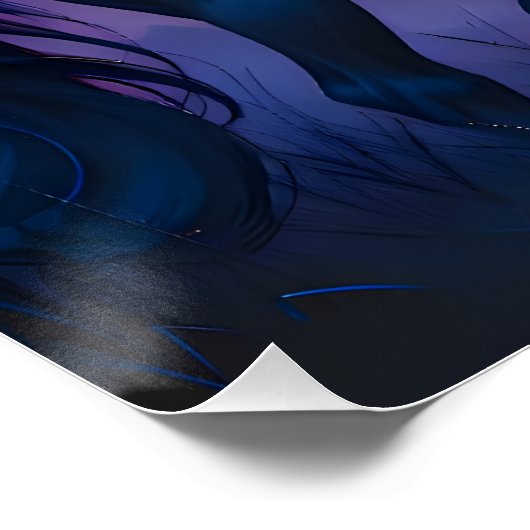 Blue Horse Sunset Fantasy Art Gift Glossy Poster  ポスター (コーナー)