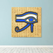 Blue Horus Eye On Hieroglyphsキャンバス印刷 キャンバスプリント (インサイチュ (ウッドフロア))